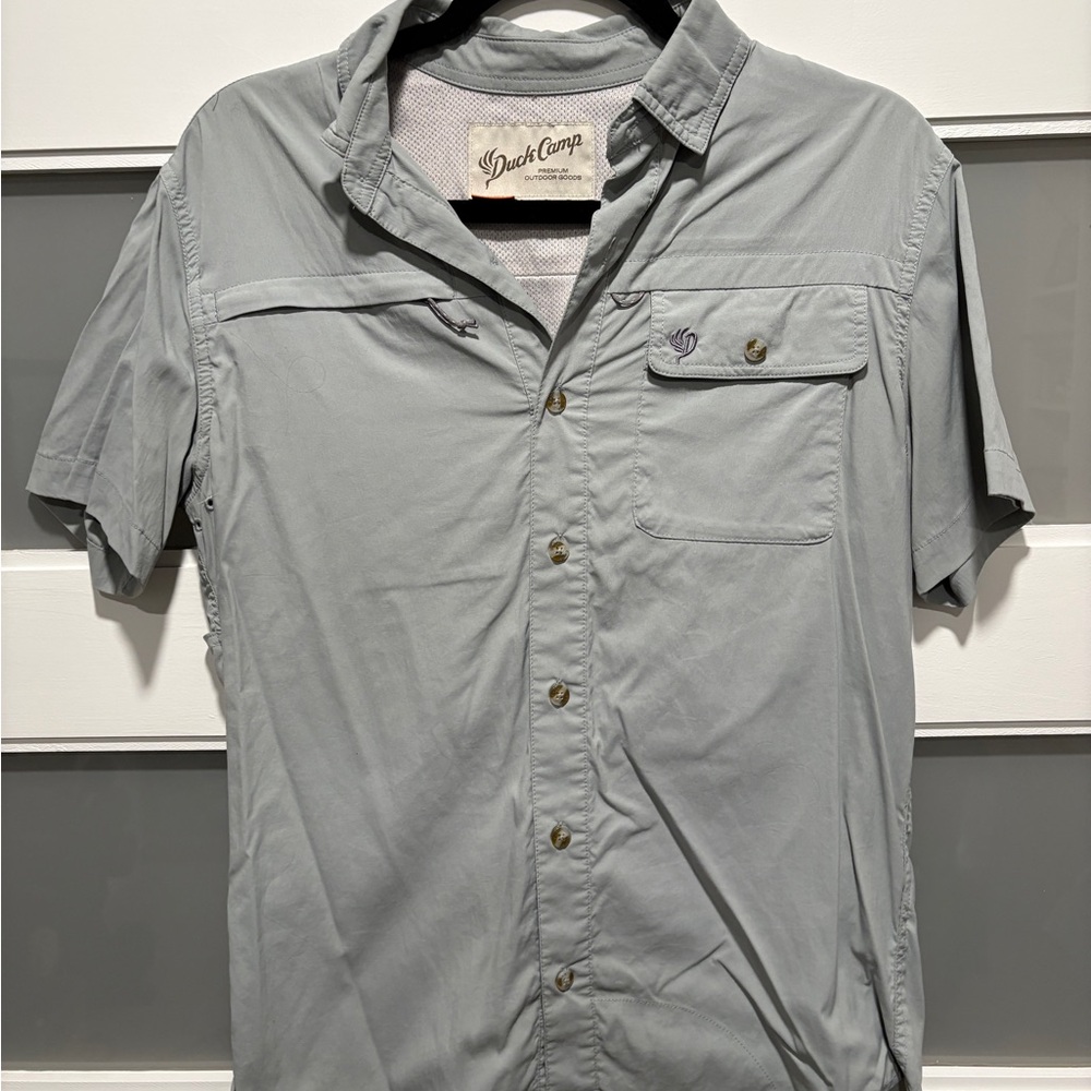Men's Duck Camp Fishing Performance Shirt - Light Gray/Green